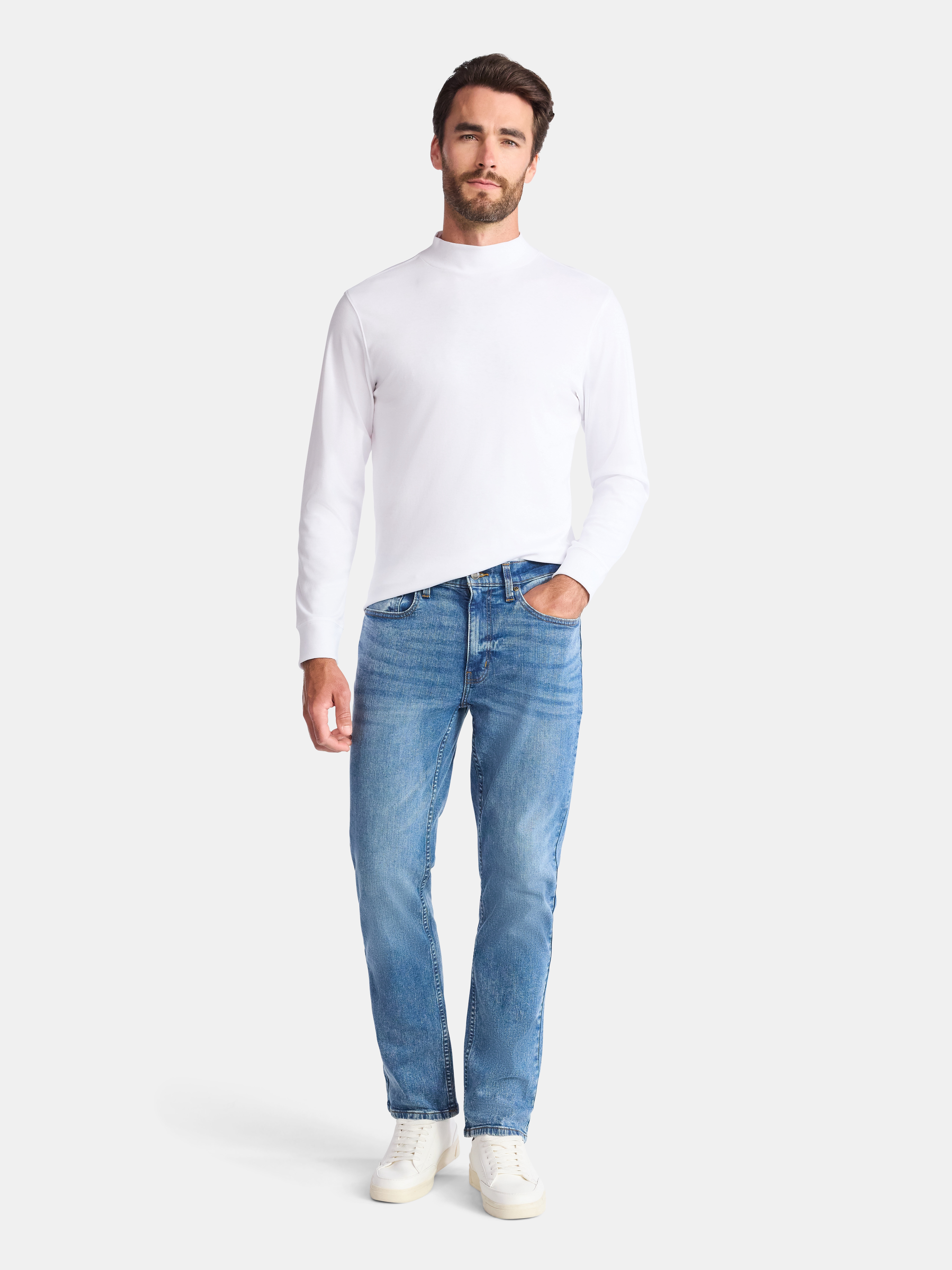 George Men's Mock Neck Pullover with Long Sleeves, Sizes S-3XL