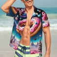 thumbnail image 3 of Haiem Starry Sky Pine Tree Donut Printed Hawaiian Shirt for Men - Men’s Casual Beach Summer Shirts - Stretch Fabric with Modern Fit-Large, 3 of 7