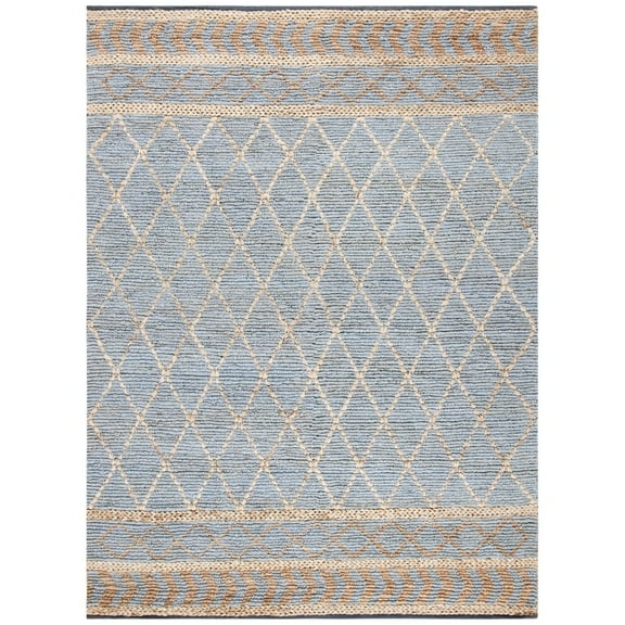 SAFAVIEH Natural Fiber Beaumont Geometric Area Rug, Natural/Blue, 8' x 10'
