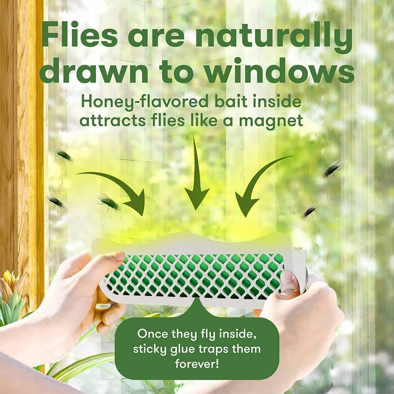  Garsum Window Fly Traps Indoor, Fly Paper Bug Sticky Strips,  House Fly Killer Window Decal Non-Toxic,4 Piece per Pack Total 12 Pices :  Patio, Lawn & Garden