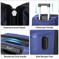 thumbnail image 4 of Canddidliike V-Shaped Stripes 3-in-1 PP Trolley Case with PP Iron Trolley, 3 Pieces Luggages, Fashionable Luggage for Outdoor, Dark Blue, 4 of 8