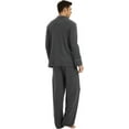 thumbnail image 3 of U2SKIIN Mens Cotton Pajama Set, Soft Lightweight Long Sleeve Button Up Sleepwear,(Dark Grey Mel.2XL), 3 of 6