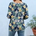 thumbnail image 4 of Qulqfy 3/4 Length Sleeve Womens Shirts Casual Hawaiian Floral Tropical Boho Crew Neck Green Loose Comfy Vacation Beach Women Summer Tops XL, 4 of 6