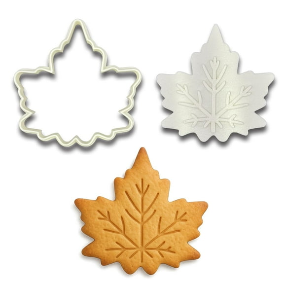 Maple Leaf Cookie Cutter & Stamp 4x4" for Baking Fondant Clay Embosser Gifts