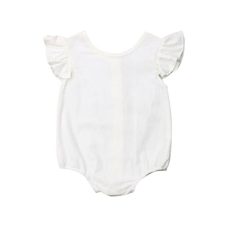 

TOPGOD Baby Girl Ruffled Flying Sleeve Bodysuit Back Button Romper Summer Dress