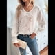 thumbnail image 5 of Camisas de Larga para Mujer, Blusas Informales Holgadas de con Cuello en V y Mangas Farol. L, 5 of 10