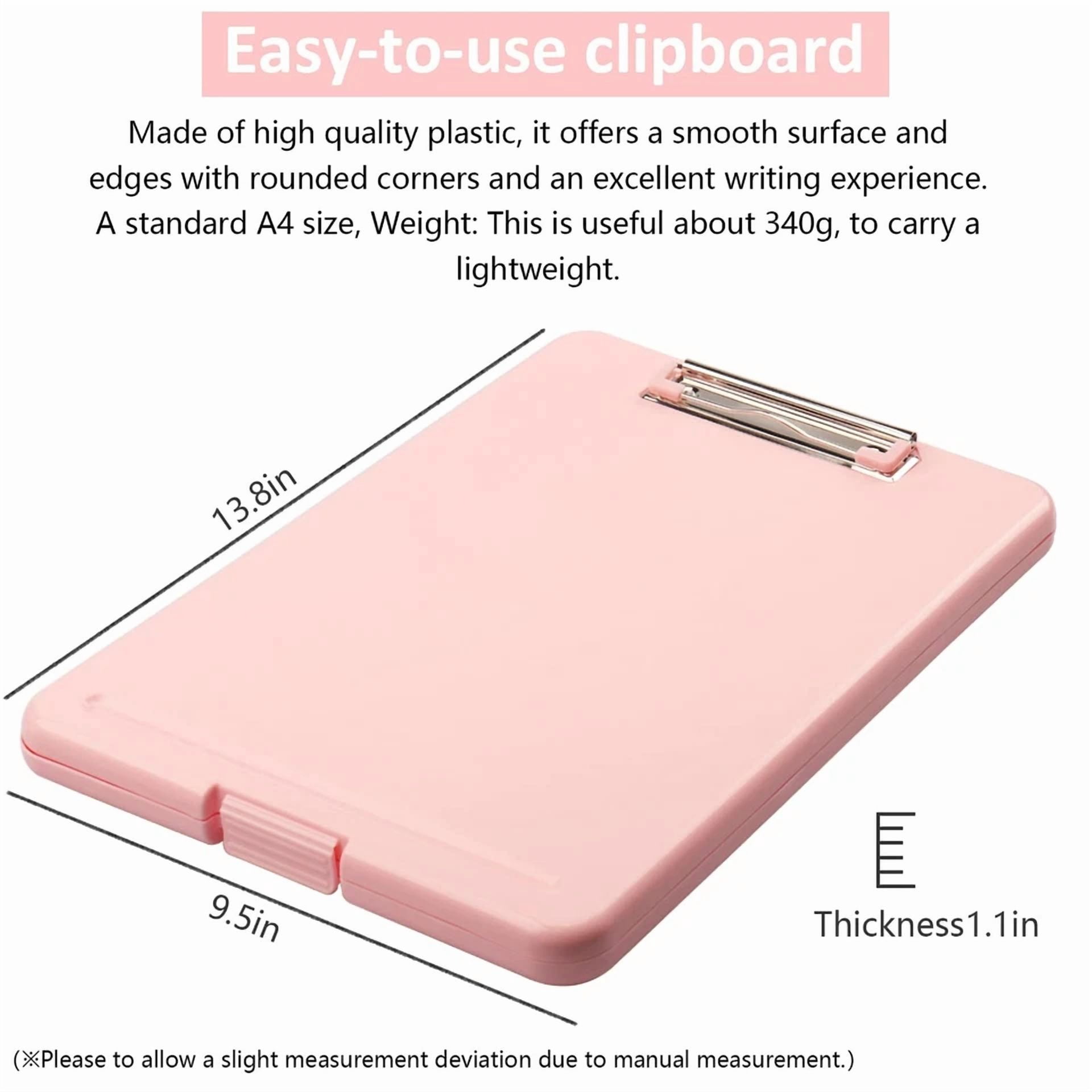 A4 Clipboard File Cover Folder Folio Clip File Clamp Binder Organizer Case Pink