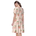 thumbnail image 2 of Bixox Robe d'Été à Manches Courtes pour Femmes Robe Ample Longueur Genou avec Poches-Fraises, 2 of 7