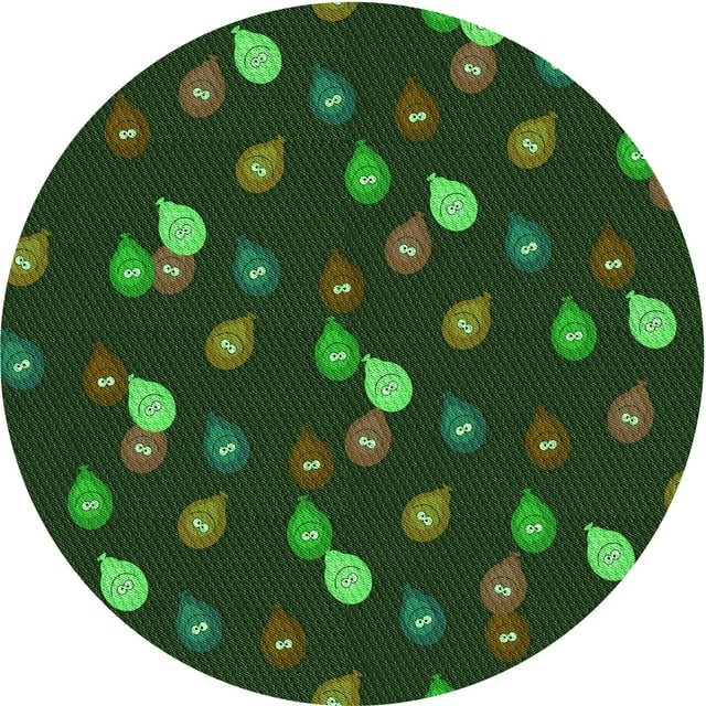 Ahgly Tapis Rond Lavable en Machine Intérieur Transitionnel Vert Forêt Foncé, 4 Pieds Rond