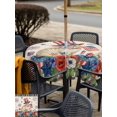 thumbnail image 5 of Outdoor Tablecloth with Umbrella Hole for Patio/Picnic/Party/Camping, 4th of July Waterproof Table Cloth Square Cover Washable, Independence Day Patriotic Flowers Cat Beige (60"x 60"), 5 of 9