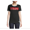 thumbnail image 1 of Hudson's Bay Women's Maple Leaf Strong & Free Ringer T-Shirt Black Size M, 1 of 1