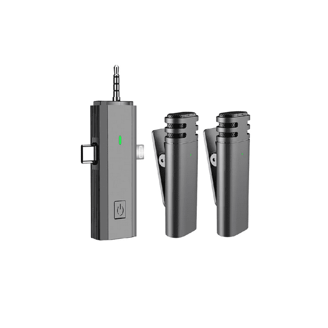 Micrófono De Solapa Inalámbrico C Para iPhone Android iPad Color Negro
