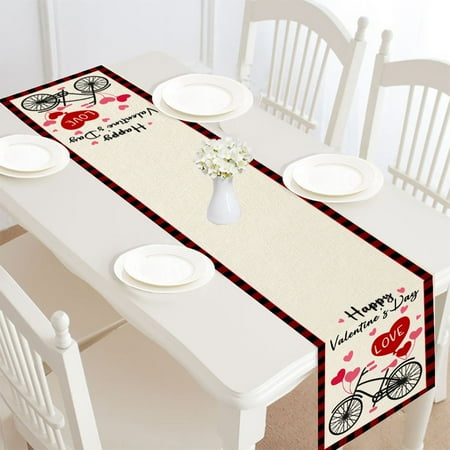 

QWANG Valentine s Day Decoration Knitted Cloth Table Flag Table Cloth Table Decoration