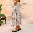 thumbnail image 4 of WTOBBY Women's Bohemian Vacation Style Smocked Floral Maxi Skirt, Summer Beach A-Line Pleated Long Skirt with Waist Cinching, Casual Tube Dress for Resort Wear,White M, 4 of 5