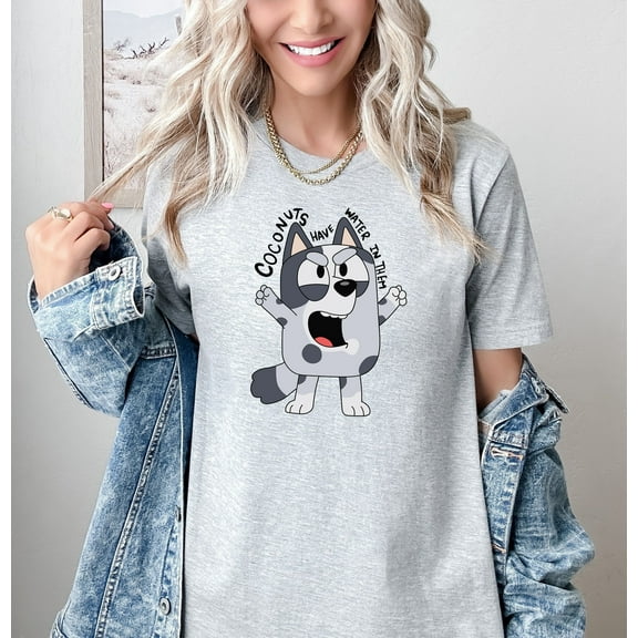 Moonlight Apparel Funny Cartoon Dog Quote T-Shirt Coconuts Have Water in Them Graphic Tee for Kids Adults Cute Character Meme Shirt Unisex Dog Lover Tee