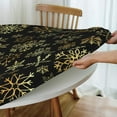 thumbnail image 5 of Winter Xmas Snowflakes Tablecloth with Elastic Edge, Round Table Cloth Christmas Washable Reusable Cover for Kitchen Dining Party Picnic, Medium Black, 5 of 6