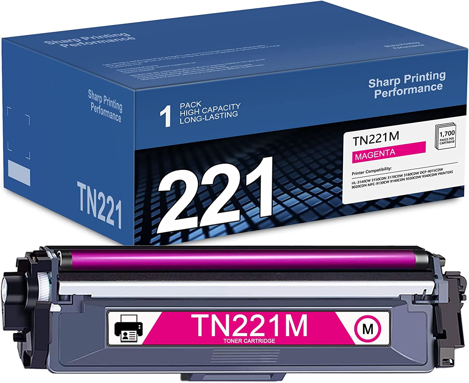 Magenta, 1-Pack) Compatible TN221 TN221M Toner Cartridge Replacement for HL-3140CW 3150CDN DCP-9015CDW 9020CDN MFC-9130CW 9140CDN 9330CDW 9340CDW by - Walmart.com