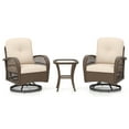 thumbnail image 4 of Gymax Set Of 3 Patio Swivel Rocker Set Gliding Bistro Furniture Set w/ Tempered Glass Table Beige, 4 of 4