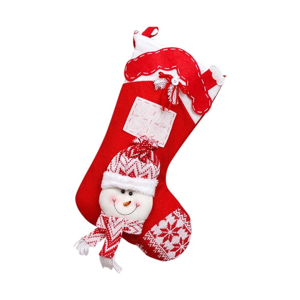Adornos navideños, adornos para chimenea, bolsas de regalo, calcetines de dulces, calcetines navideños de punto rojos y blancos.