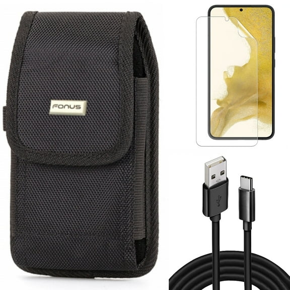 For Samsung Galaxy S21 (6.2") - Holster Swivel Case Belt Clip   Anti-Glare TPU Film Matte Screen Protector   Charger Cord Type-C 10ft USB Cable