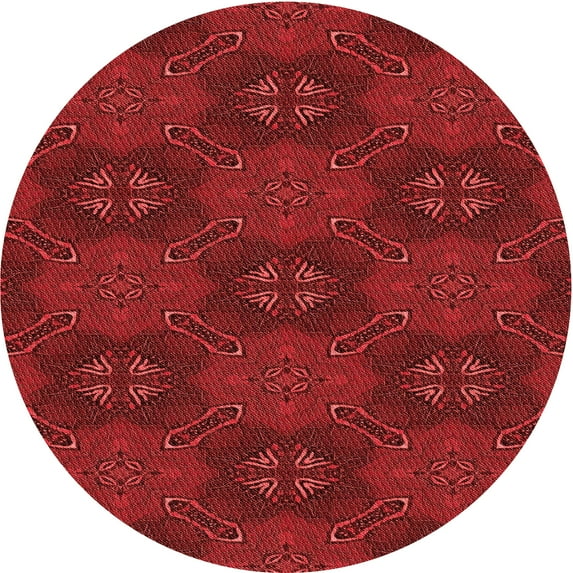 Ahgly Company Machine Washable Indoor Round Transitional Red Area Rugs, 7' Round