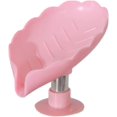 thumbnail image 1 of Jabonera en forma de hoja ABS Autodrenante Creatividad Caja de jabón con ventosa para ducha Baño Bañera Esponja Cepillo para fregar (Rosa) 4 piezas Afortunado Sencillez, 1 of 5