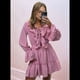 thumbnail image 4 of Vestido Corto Informal de Verano para Mujer, con Escote en V, Larga, Holgado, Cintura Alta, Plisado y Volantes Rosa M, 4 of 8