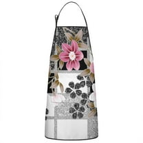 Pioneer Flower Floral Print Pattern Apron-Garden Aprons for Women with Pockets-Cotton Linen Waterproof Kitchen Cooking Gardening Aprons Adjustable for Kitchen,Cooking,BBQ and Salon 33x27 Inch