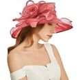 thumbnail image 2 of Organza Fascinator Hat - Women's Wide Brim Church Bridal Tea Party Wedding Hat, 2 of 5