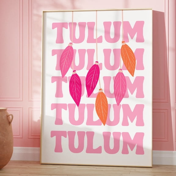 Tulum Travel Print Pink Boho Poster Trendy Tulum Wall Art Beachy Dorm Room Decor Girl Room Decor Gift For Her Wall Art