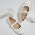 thumbnail image 2 of Rexoro Girls' Mary Jane Flats Kid Party Dress Shoes Princess Girl Shoes with Bow & Decor for Wedding Birthday White Flower 12 Little Kid, 2 of 6
