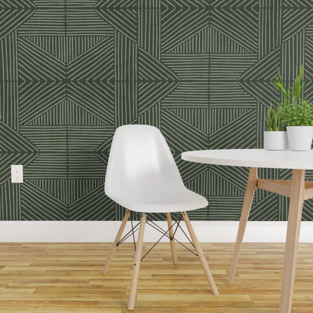 Peel  Stick Wallpaper Swatch  Olive Green Mudcloth Lines Modern Geometric  Abstract Texture Custom Removable Wallpaper by Spoonflower  Walmartcom