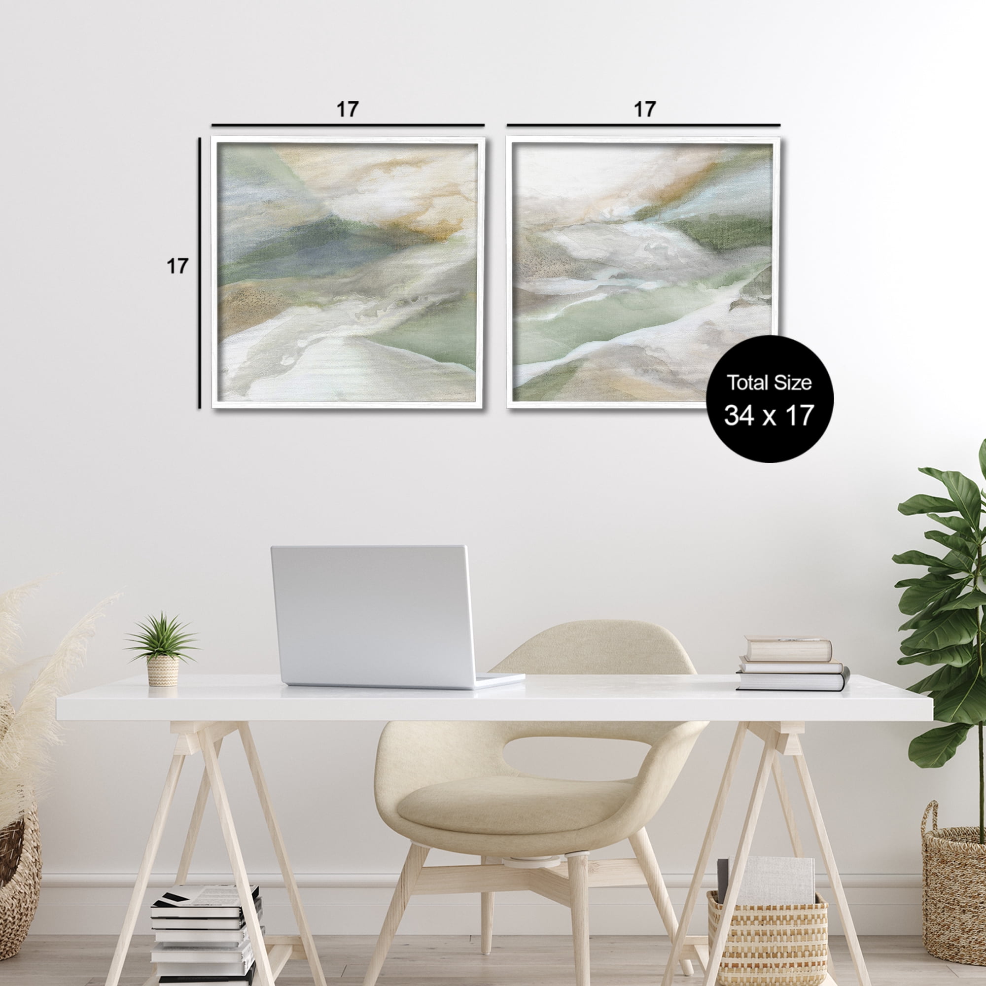 Stupell Industries Serene Misty Valley Abstraction 2 Piece White Framed Giclee Art Set, design by Carol Robinson