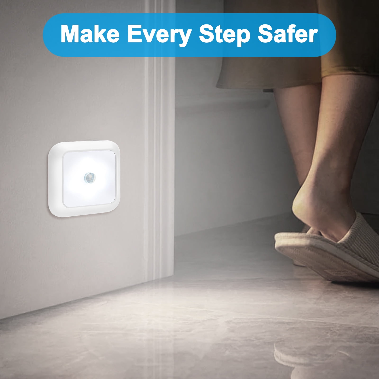 Motion Sensor Puck Lights, Wireless 6 LED Under Cabinet Lighting, Battery Powered (3Pcs, White)