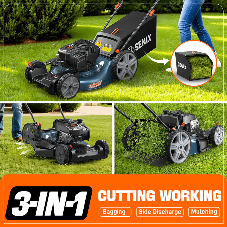 Senix Gas Lawn Mower 21in 150cc 4-Cycle Self-Propelled with 3-in-1