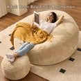thumbnail image 3 of Toject Bean Bag Chair for Adults, Oversize Bean Bag Chair with Ottoman, Large Bean Bag Sofa with Removable Washable Cover, Lazy Sofa for Living Room, Beige, 5 Ft, 3 of 11