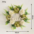 thumbnail image 4 of Corona de hortensias hecha a mano ckepdyeh, verde, blanco, artificial, para primavera, verano, granja, flores, corona para puerta de entrada, 4 of 6