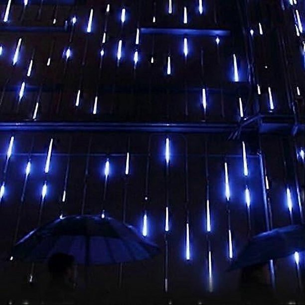 Luces de lluvia, luces LED de lluvia de meteoritos Aukora, luces de Navidad para exteriores de 12 pulgadas y 8 tubos, luces de nieve con carámbanos para Navidad, Halloween, fiestas y vacaciones