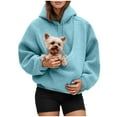 thumbnail image 6 of vigerakr Cat Dog Pouch Hoodie for Women Fleece Pet Carrier Kangaroo Pouch Sweatshirts with Large Pocket Pullover Warm Hoodies (Sky Blue, XL), 6 of 7