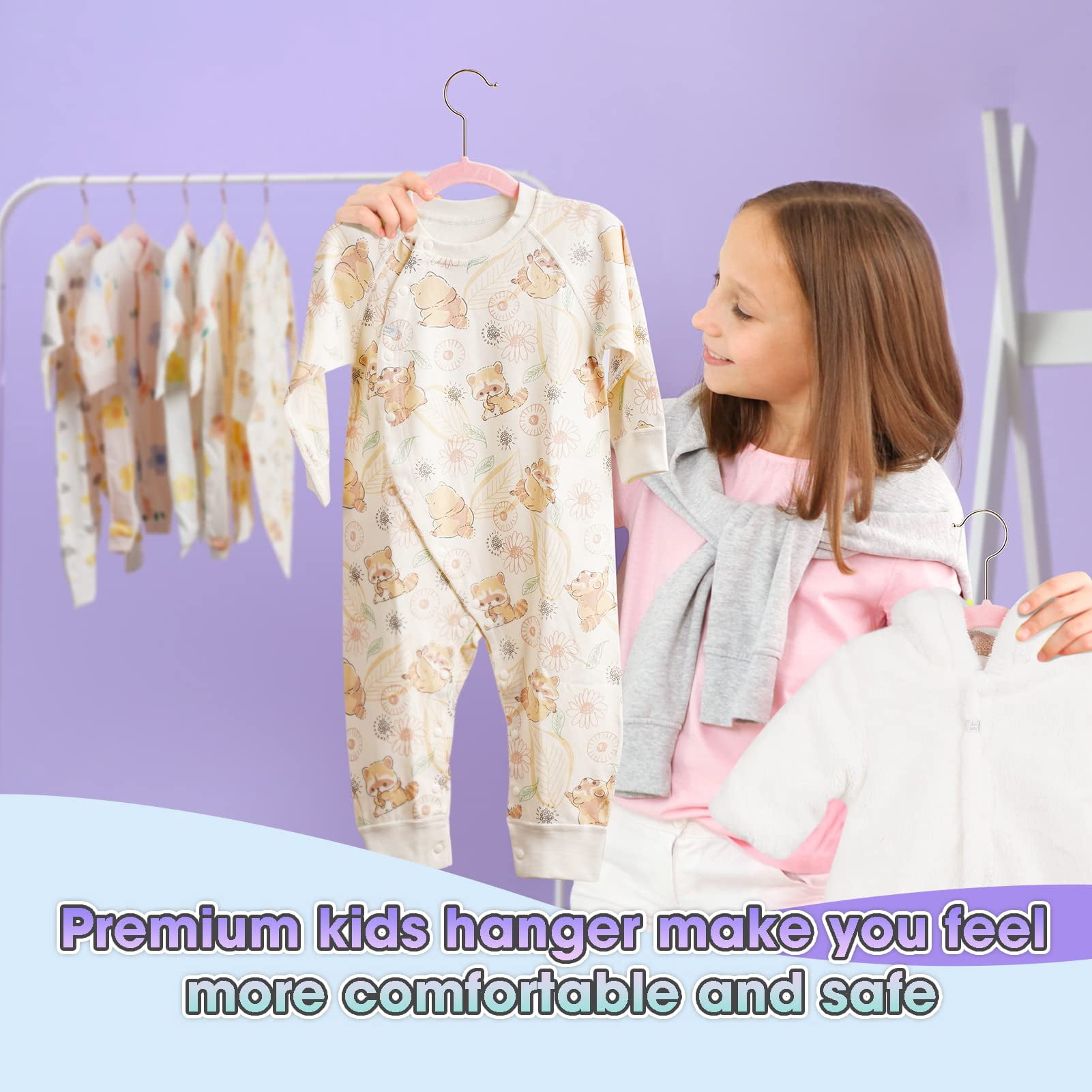 14 Inch Pink Kids Clothes Hangers 50 Pack