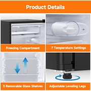 4.3 Cu.Ft Mini Fridge with Freezer, Compact Single Door Mini Refrigerator with 7-Setting Temperature Control, Removable Shelves & Crisper Drawer for Bedroom, Office, Dorm, RV