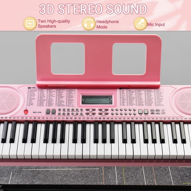 Ktaxon 61 Keys Keyboard Piano with Lighted Keys, Z-Stand, Piano