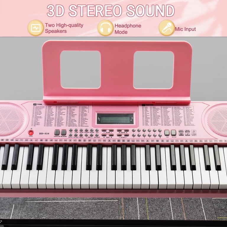 Ktaxon 61 Keys Keyboard Piano with Lighted Keys, Z-Stand, Piano