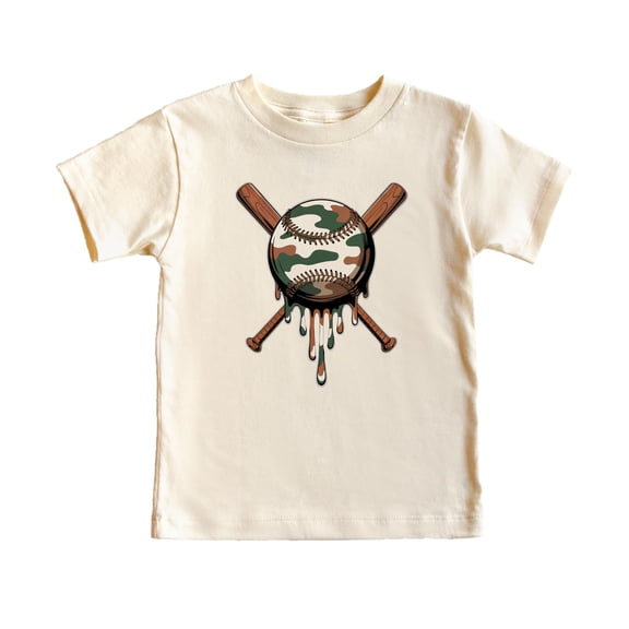 Camo Baseball Shirt for Men Women Kids Dripping Camouflage Baseball Graphic Tee Natural Shirt 5-6