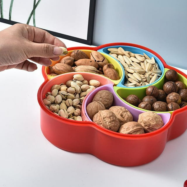 XYAIYT Rotating Plastic Candy Box with Compartments for Dried Fruits and Sweets,Practical Party Snack Tray,Easy Access Design for Festive and Daily Use,Lightweight and(Type3)