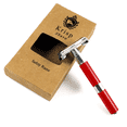 thumbnail image 4 of Long Handle Butterfly Open Safety Razor For Men Women Shave + 5 Double Edge Shaving Blades Red, 4 of 6