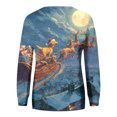 thumbnail image 5 of Women's Fashion Christmas Printed Long Sleeve Loose Round Neck Sweatshirt Top, Holiday Themed Fall Winter Wear with Comfort Fit and Soft Material for Daily Use,Blue,L, 5 of 6