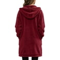 thumbnail image 3 of cocolona Long Fleece Jacket for Women Double-Sided Fuzzy Long Sleeve Outerwear Hooded Zipper Fall Winter Long Coat with Pocket, 3 of 6