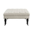 thumbnail image 6 of Linon Kacie Square Button Tufted Ottoman, Dark Espresso/Natural Linen, 6 of 11