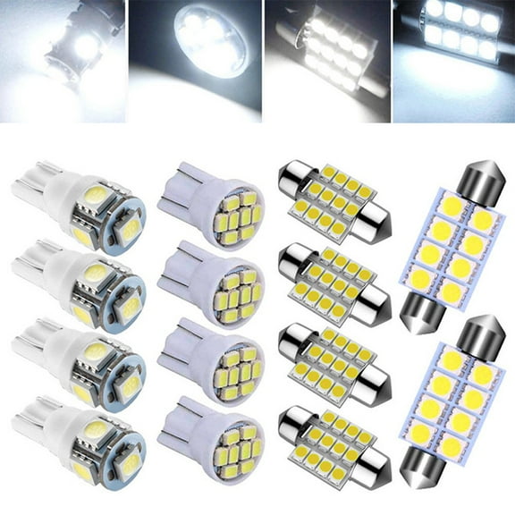 14x Combo LED Car Interior Inside Lights Dome Map Door License Plate Bulbs White
